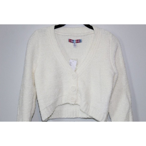 NWT Urban Outfitters Dina Crop Cardigan Ivory Chenille Size Medium H14089 - Picture 5 of 16